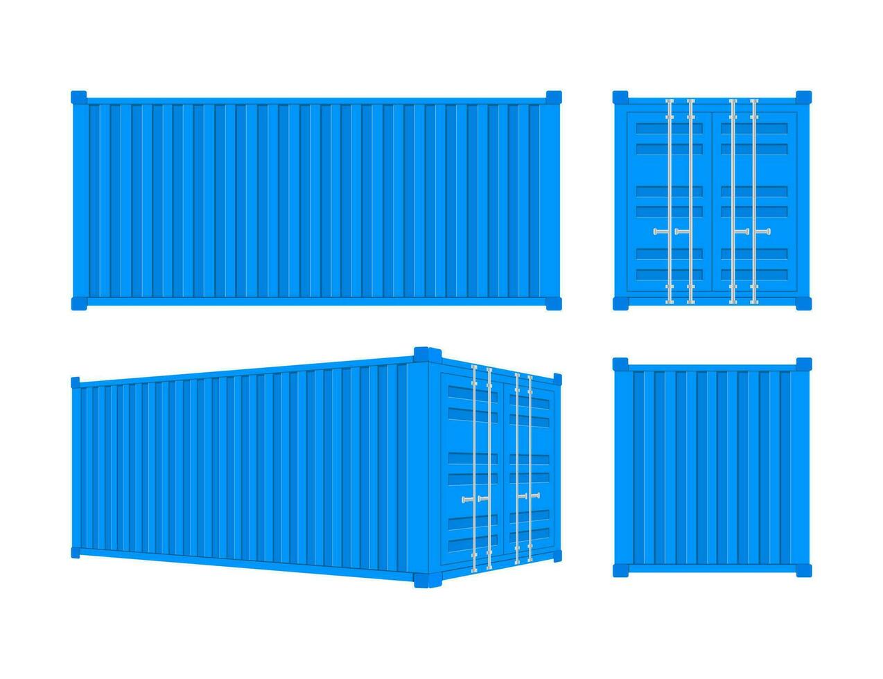 azul Remessa carga recipiente vinte e quarenta pés. para logística e transporte. vetor estoque ilustração