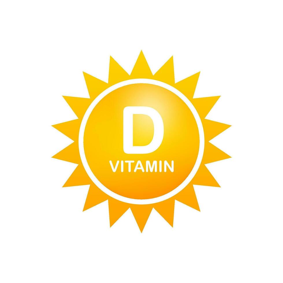 Vitamina d ícone com Sol. vetor estoque ilustração