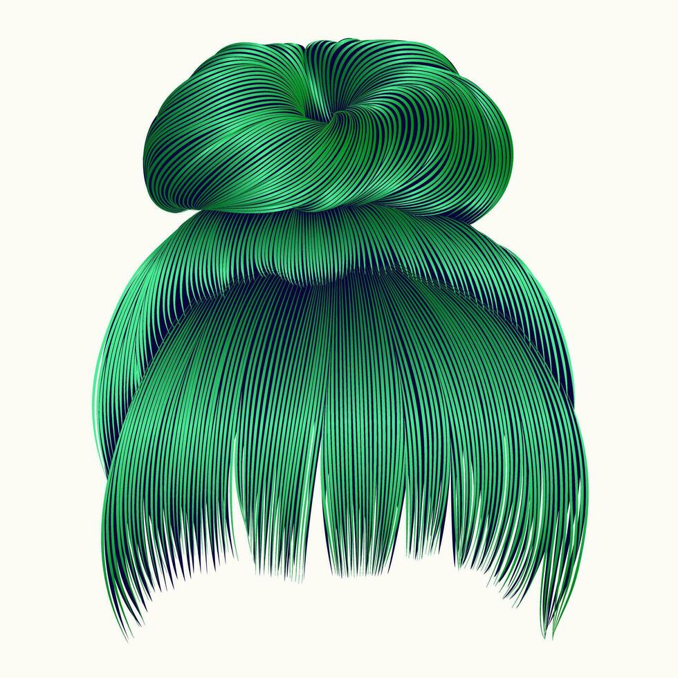 pão cabelos com franja verde cores . mulheres moda beleza estilo . vetor