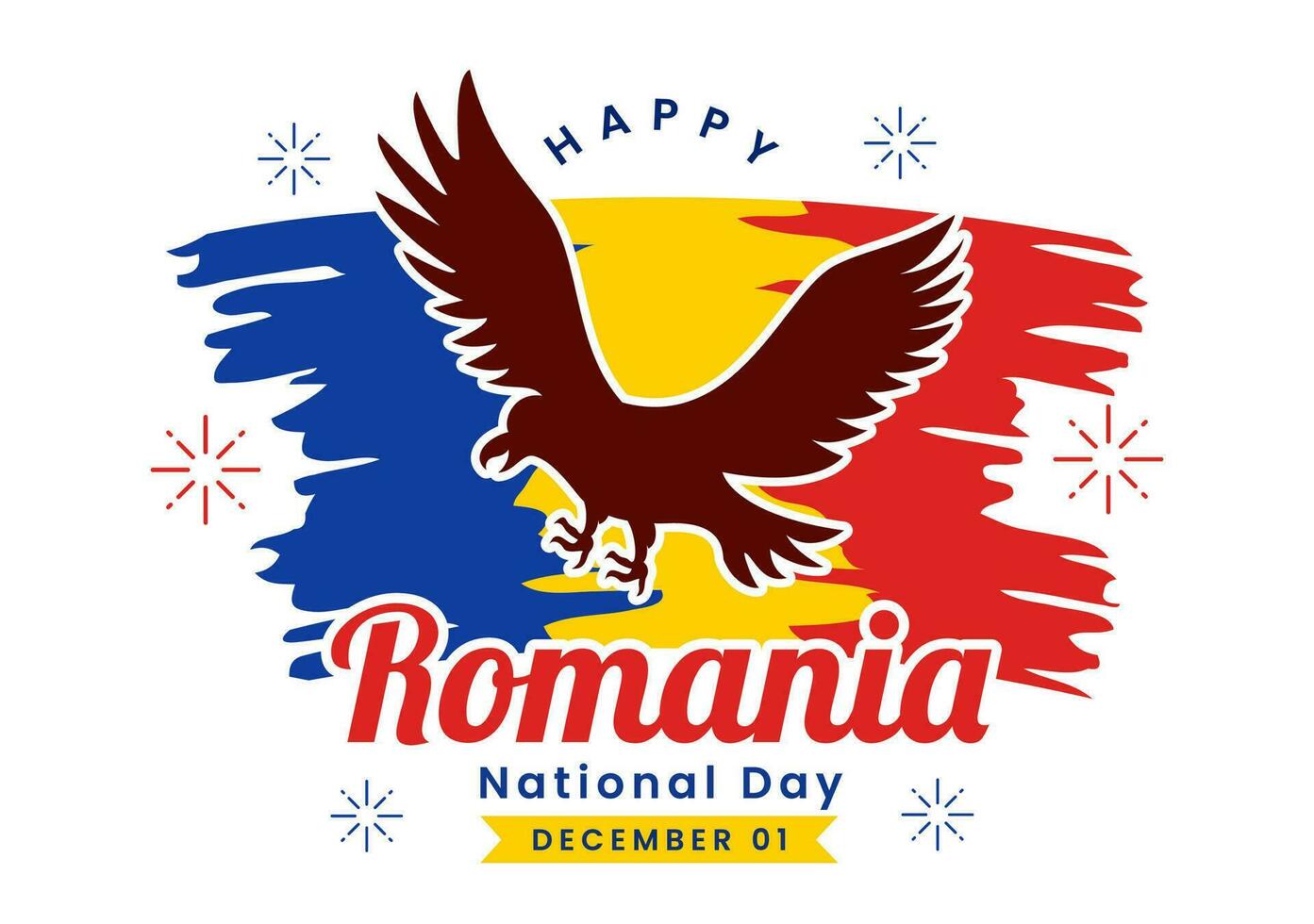 romênia nacional dia vetor ilustração em 1º dezembro com acenando bandeira fundo dentro romena ótimo União memorial feriado plano desenho animado Projeto