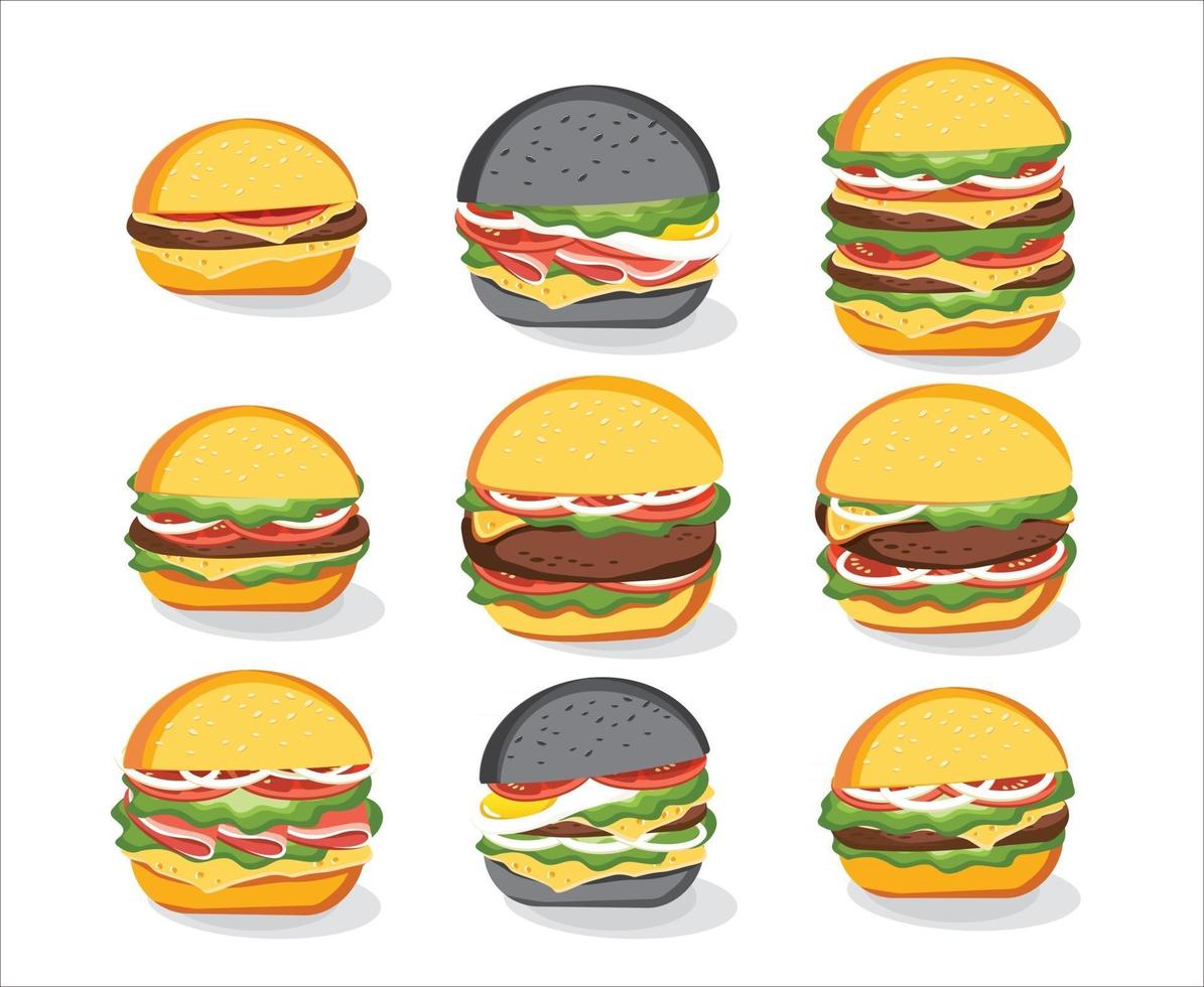 sanduíche de hambúrguer, menu de fast food. hambúrguer, ilustração vetorial vetor