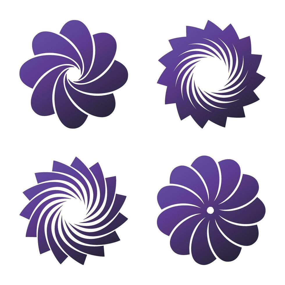 conjunto do abstrato circular floral e redemoinho ícones vetor