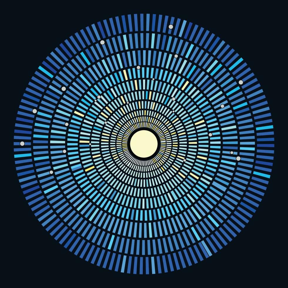 abstrato mosaico azul concêntrico círculos vetor