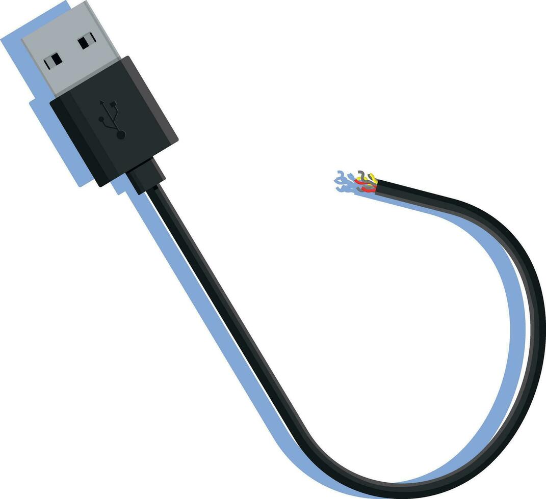 estragado USB cabo isolado em branco fundo vetor