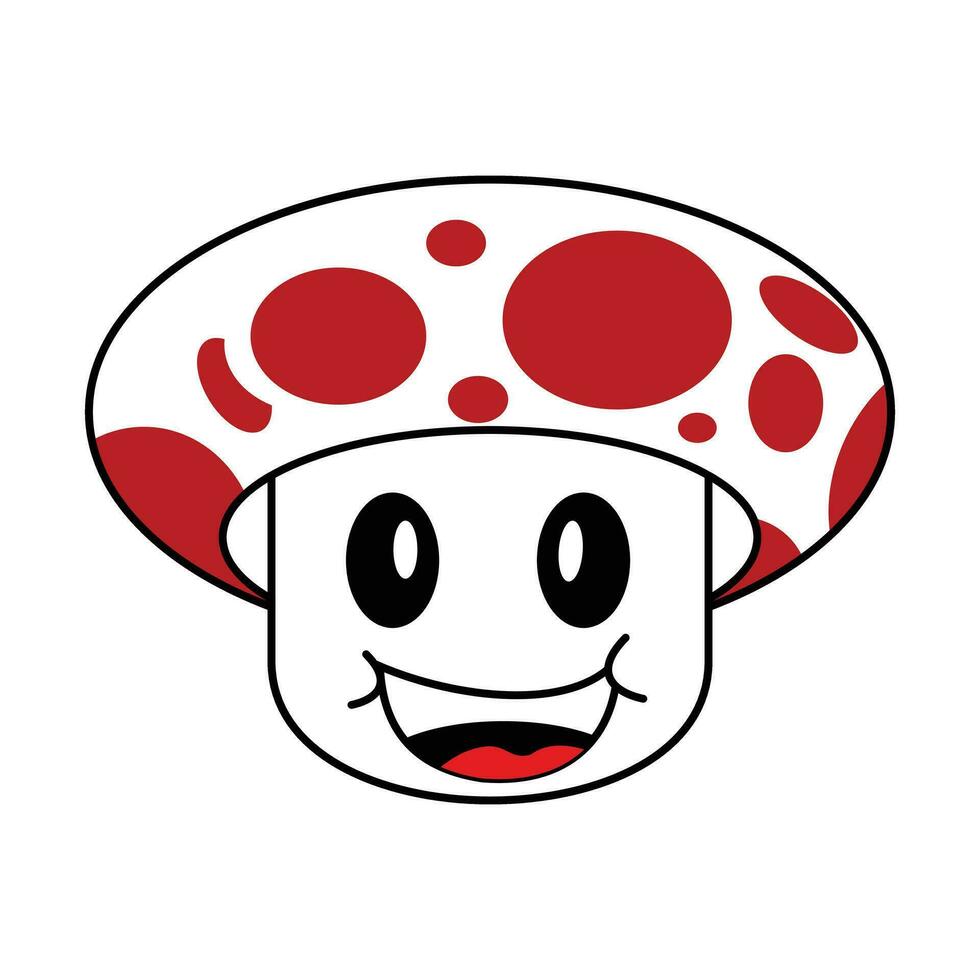 cogumelo desenho animado personagem em branco fundo. cogumelo engraçado personagem kawaii ícone imagem vetor ilustração Projeto
