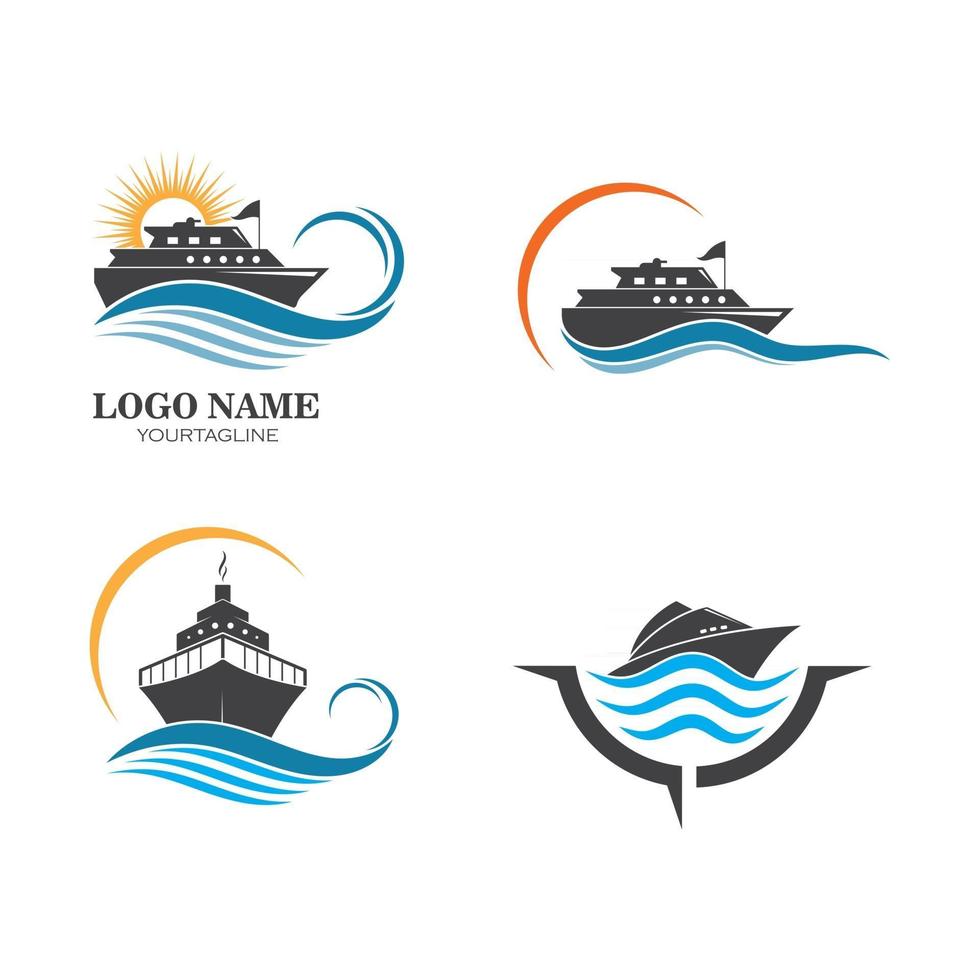 navio de cruzeiro e ilustração do ícone do logotipo náutico vetor