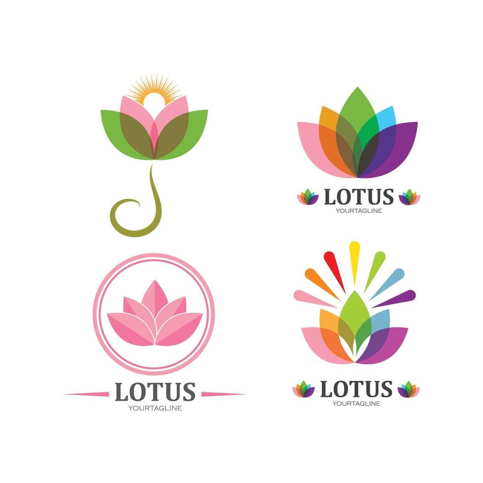 modelo de logotipo de design de flores de lótus de vetor de beleza