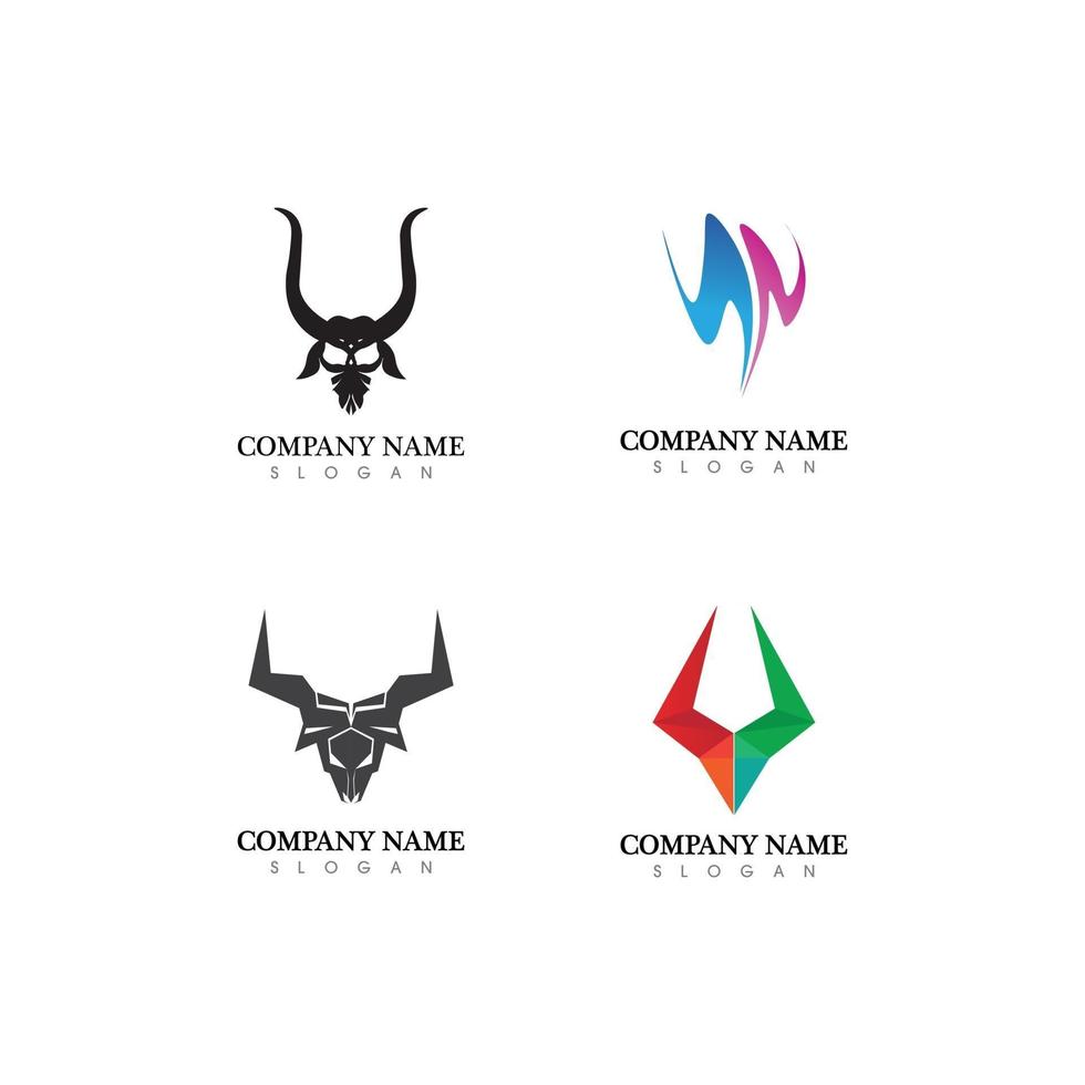 vetor de design de logotipo animal de vaca de cabeça de búfalo de touro para chifre de búfalo