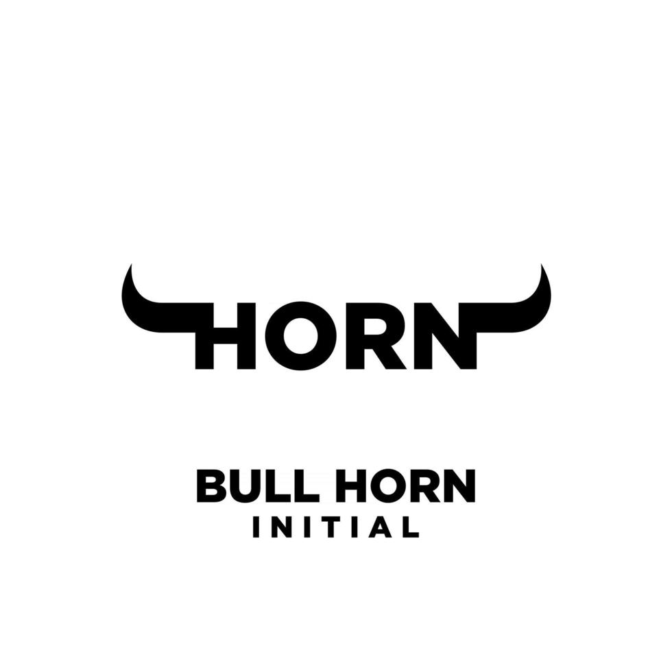vetor de design de ícone de logotipo preto de carta de chifre de touro
