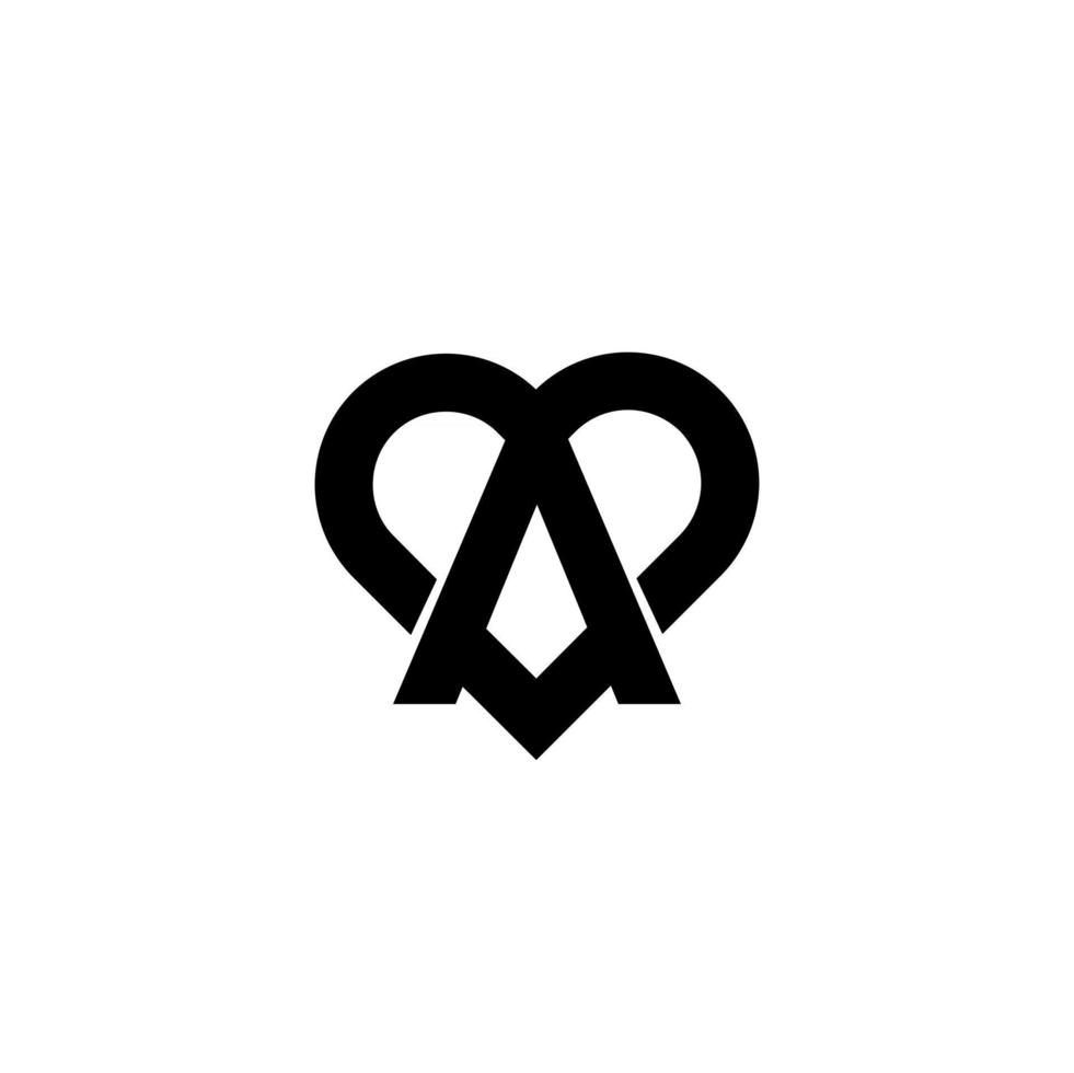 simples, um logotipo de carta de amor preto ícone de design de vetor