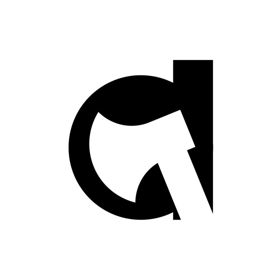 letra d com vetor de modelo de logotipo preto inicial de machado