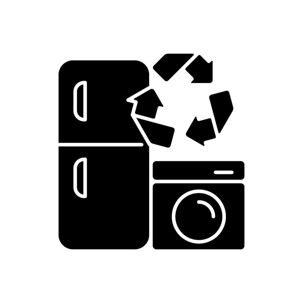 ícone de glifo preto do programa de reciclagem de eletrodomésticos vetor