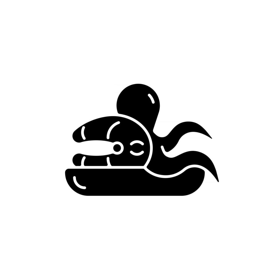 ícone de glifo negro de mercado de frutos do mar. vetor