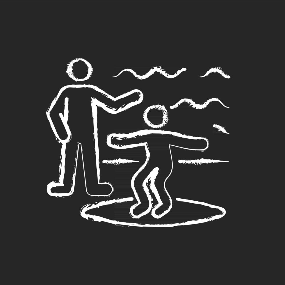 lições de surf ícone de giz branco em fundo escuro vetor