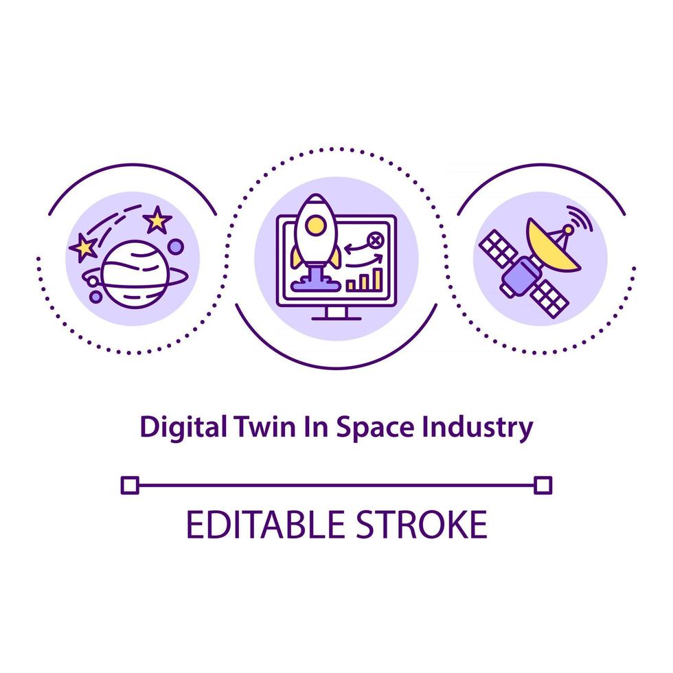 gêmeo digital no ícone do conceito da indústria espacial vetor
