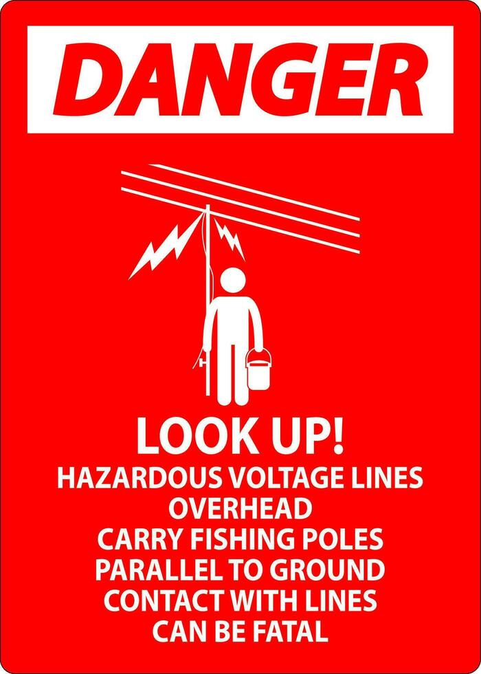 Perigo placa Veja acima perigoso Voltagem linhas a sobrecarga vetor