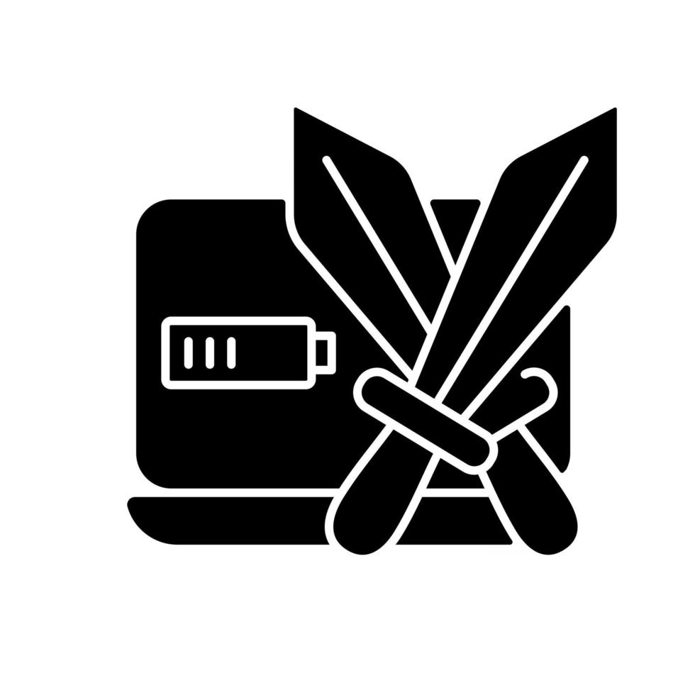 ícone de glifo preto de jogos de combate vetor