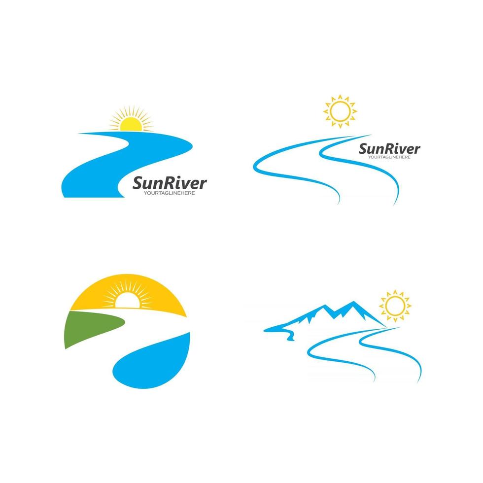 ilustração em vetor ícone logotipo rio sol