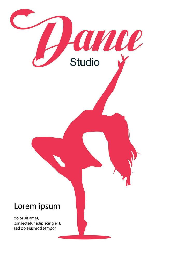 uma jovem menina é dançando. vetor poster perfeito para dança estúdio, aula. Projeto modelo para folheto, convite, poster ou cumprimento cartão