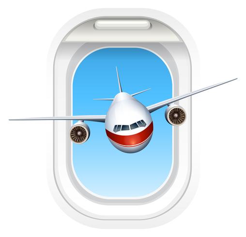 Avião voando pela janela vetor
