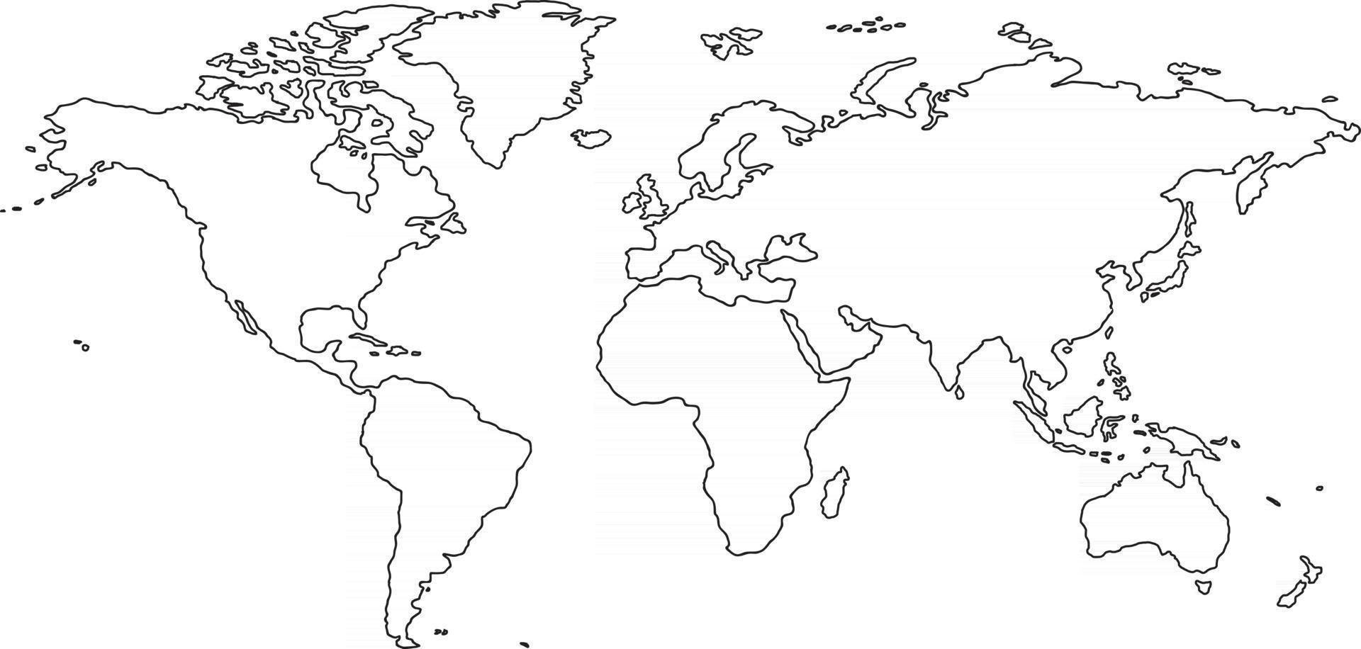 esboço de mapa do mundo à mão livre sobre fundo branco. vetor