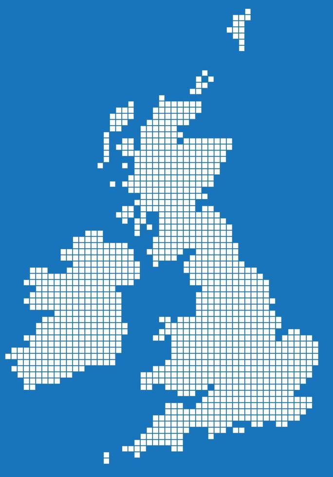 mapa do quadrado branco do Reino Unido e da Irlanda. ilustração vetorial. vetor