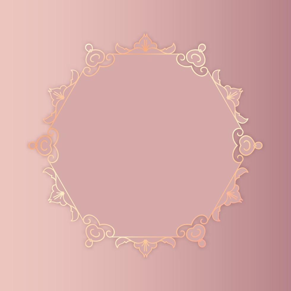 fundo dourado rosa decorativo com moldura elegante vetor