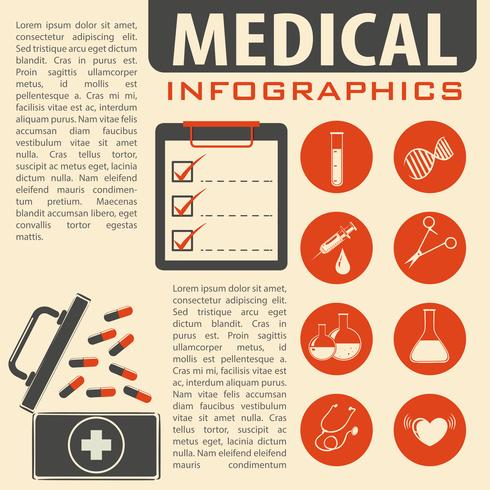 Infográfico médico com texto e símbolos vetor