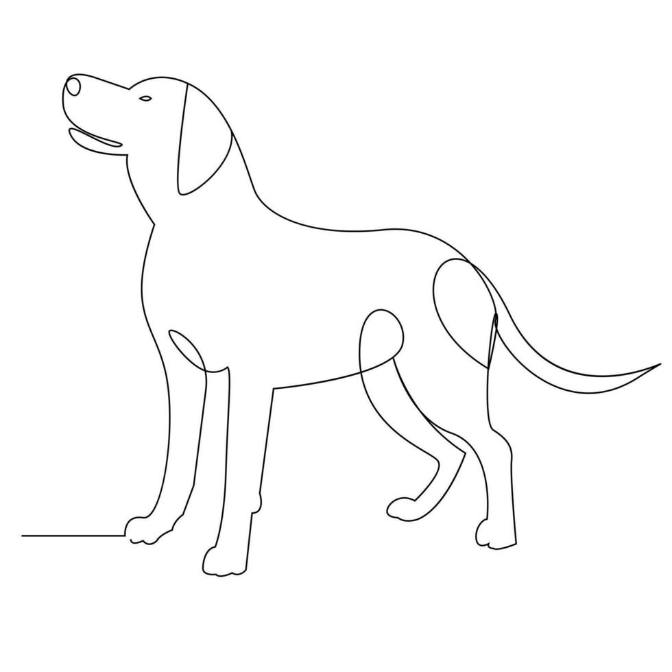 contínuo 1 linha cachorro animal esboço vetor arte desenhando