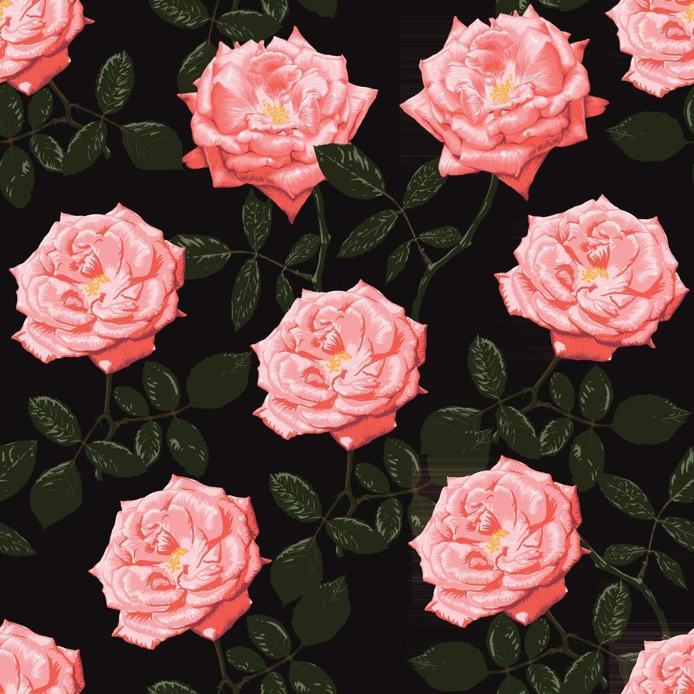 padrão sem emenda rosa flores vintage abstrato. vetor
