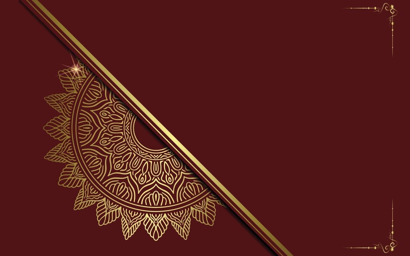 Fundo ornamentado de mandala de ouro de luxo para convite de casamento vetor