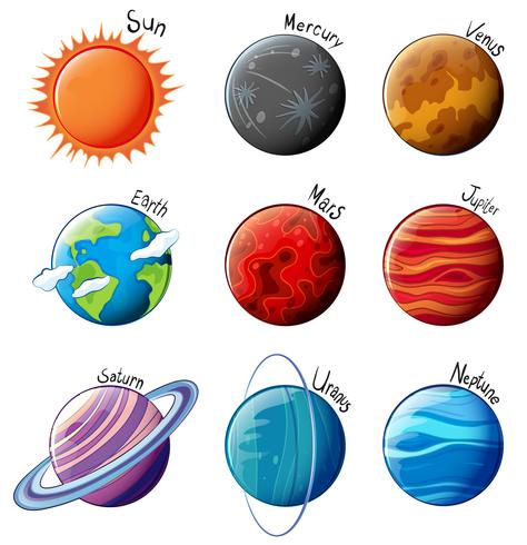 Planetas do Sistema Solar vetor