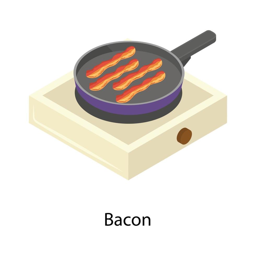 frigideira de bacon vetor