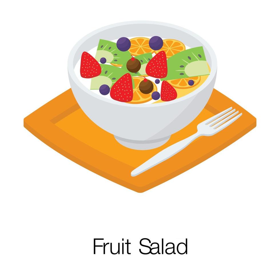 tigela de salada de frutas vetor