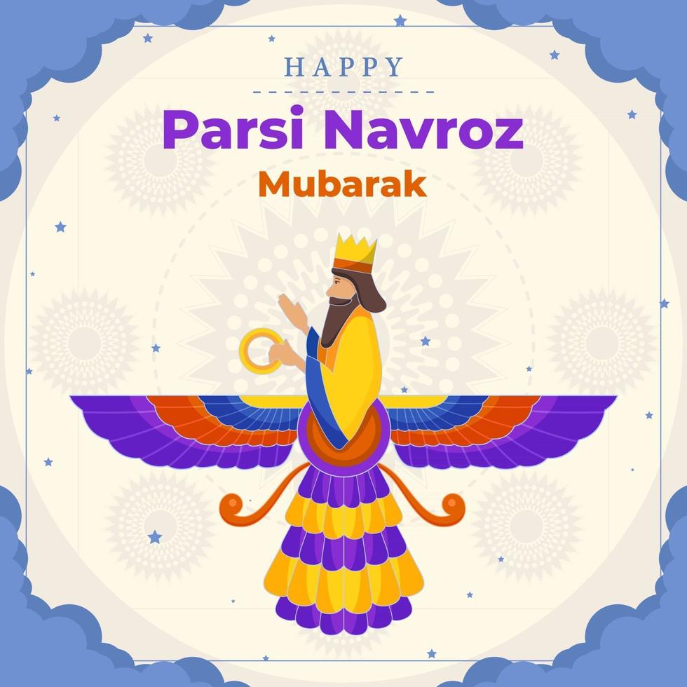 feliz parsi navroz mubarak vetor