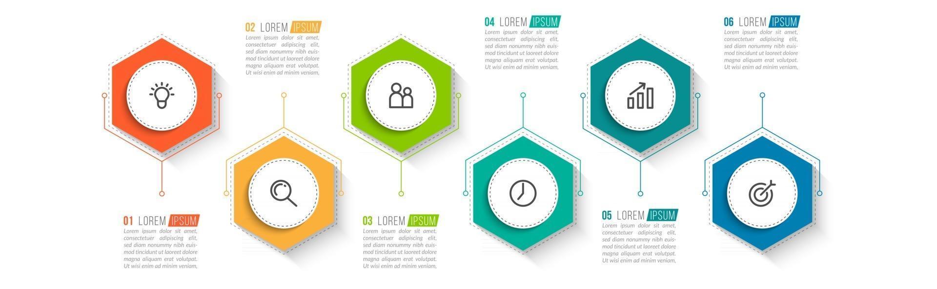 modelo de design de infográfico simples de 6 etapas vetor