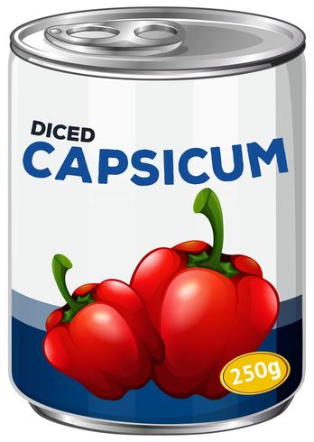 Uma lata de capsicum em cubos vetor