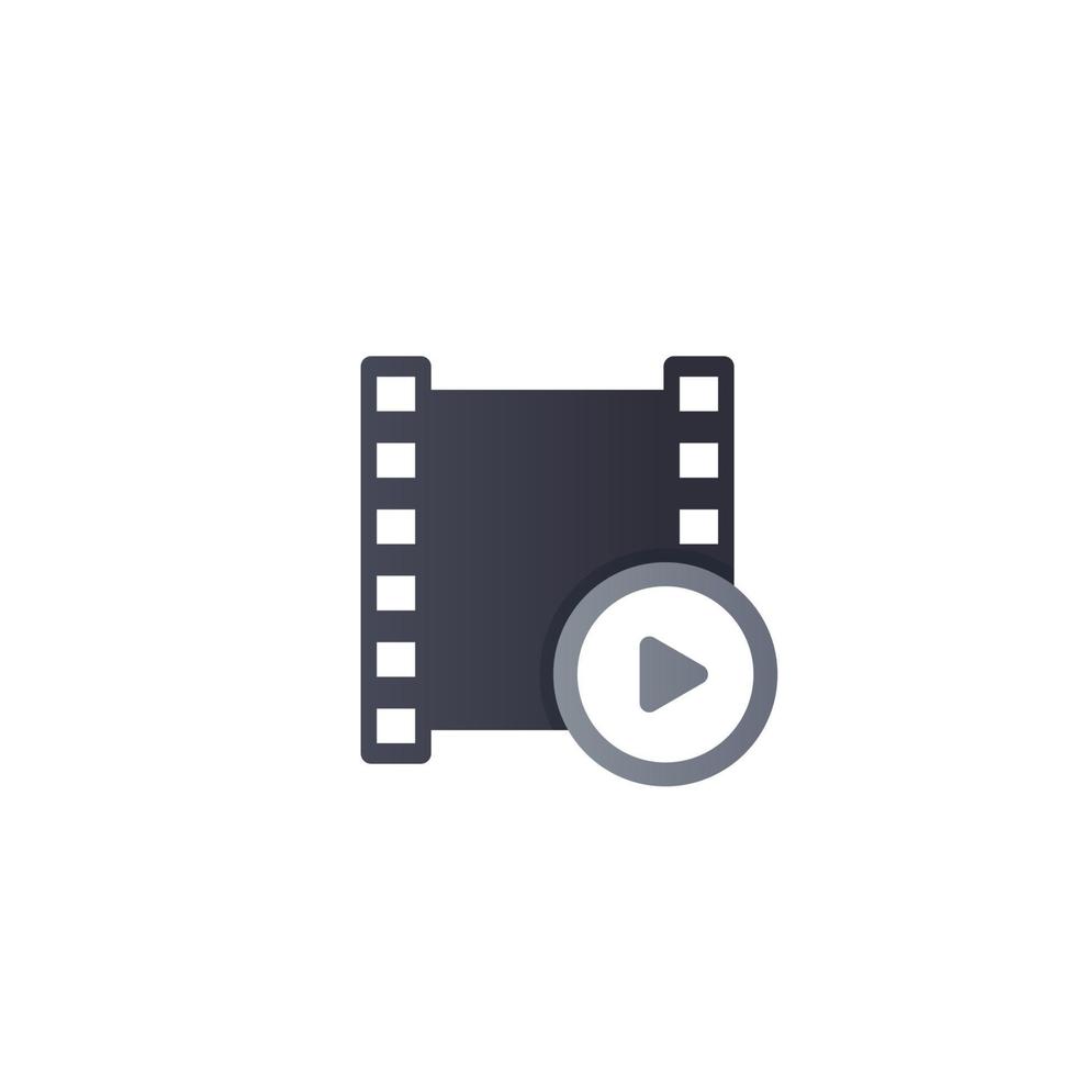 logotipo de vetor de vídeo com símbolo de reprodução e tira de filme
