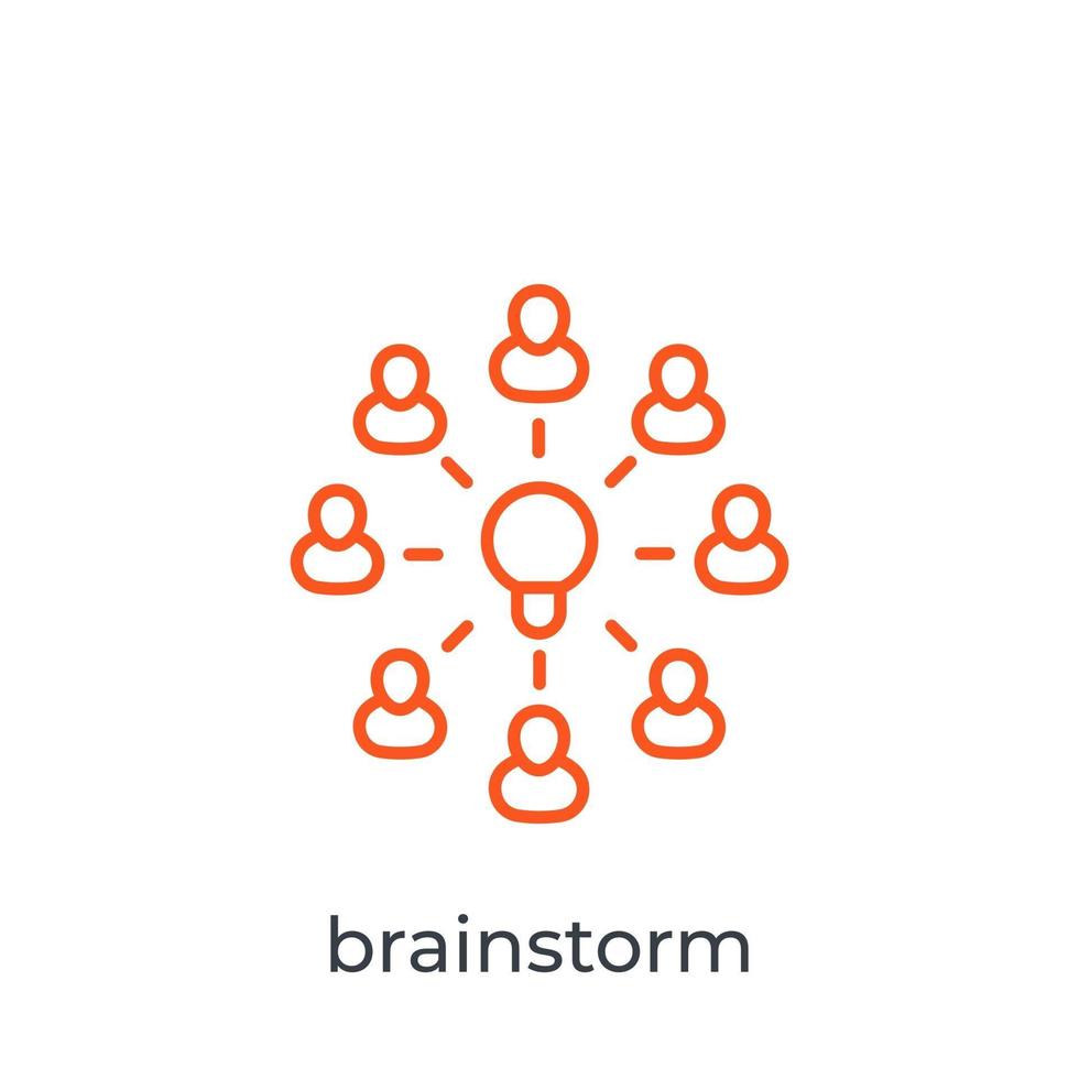brainstorm, ícone de linha de criatividade de grupo vetor
