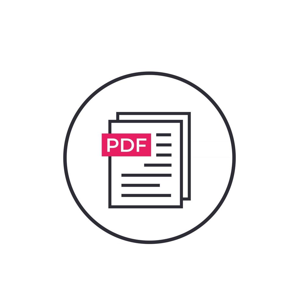 ícone de vetor de documento pdf para web e aplicativos, isolado no branco