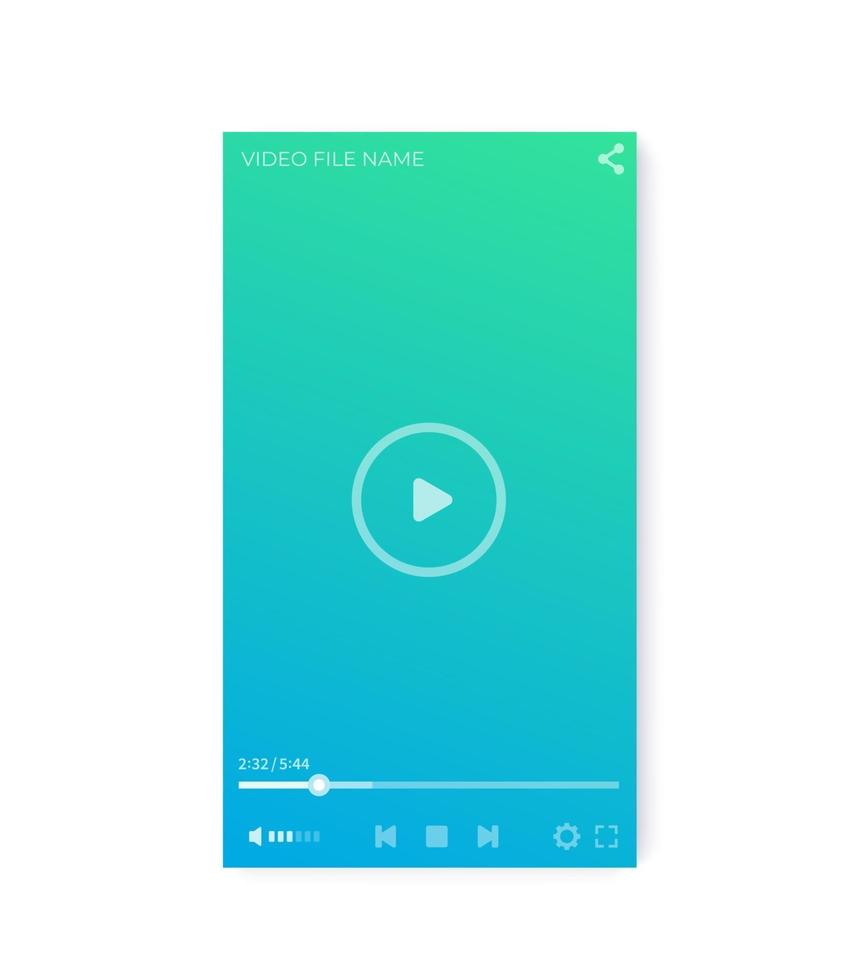 interface do player de vídeo, design de interface do usuário vetorial, orientação vertical vetor