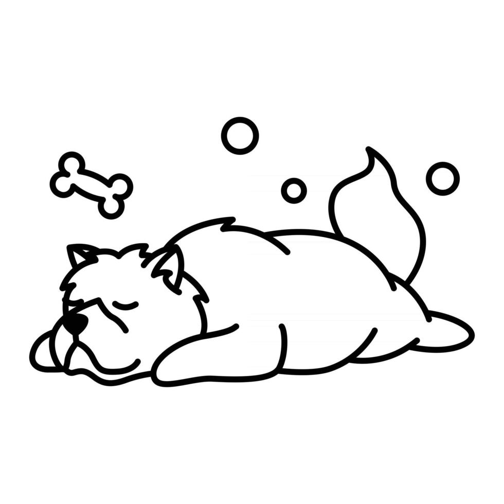 ícone de estilo de contorno de desenho bonito cachorro chow chow vetor
