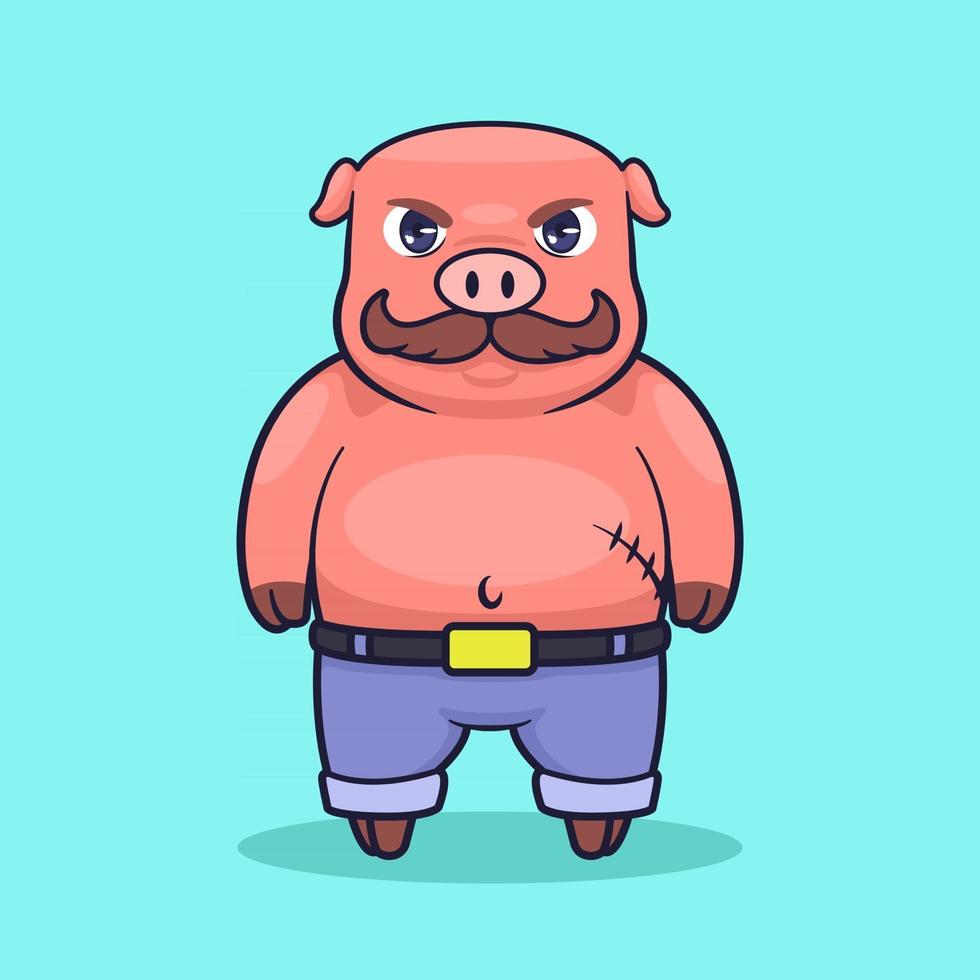 ilustração em vetor gangster pig cartoon
