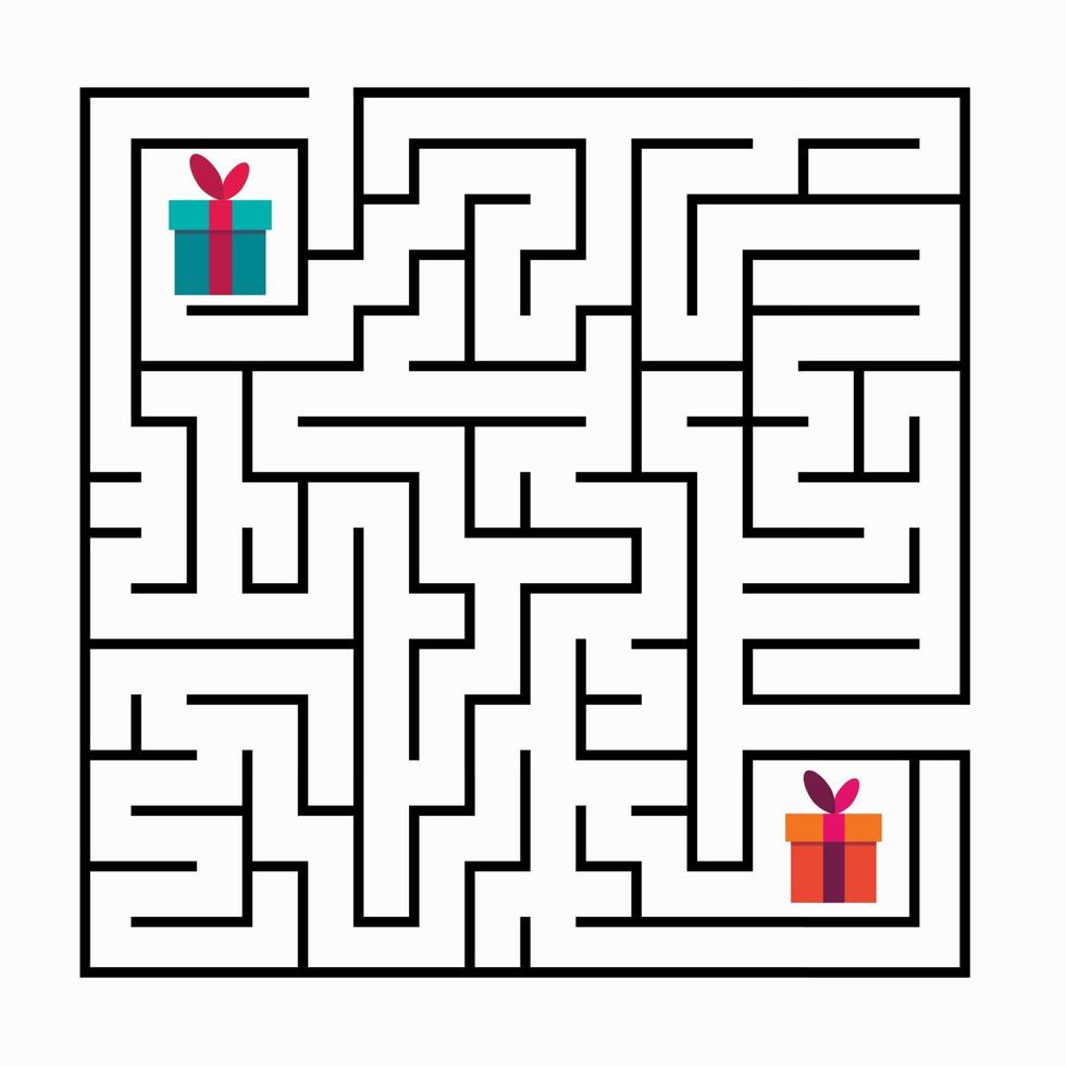 jogo labirinto de labirinto quadrado para crianças. enigma da lógica do labirinto vetor
