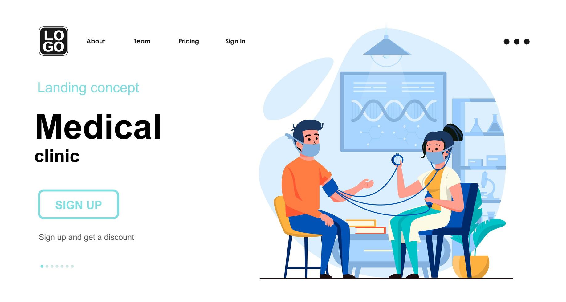 modelo de página de destino de conceito web de clínica médica vetor