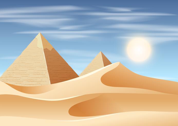 cena de paisagem do deserto de pirâmide vetor