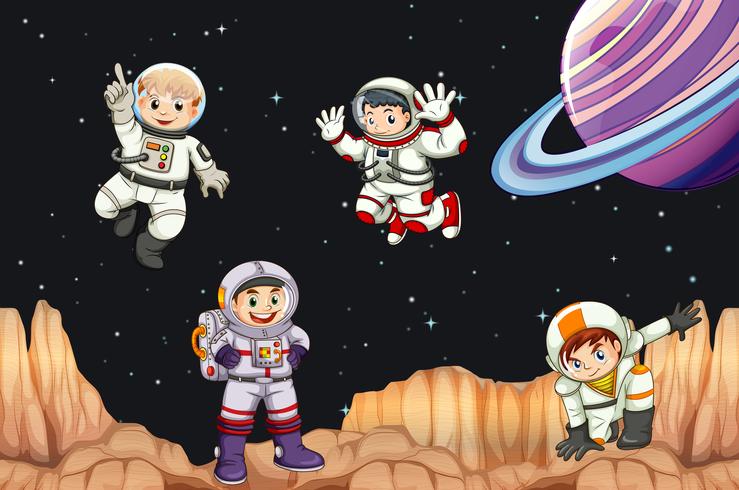 Astronaunts voando no espaço vetor