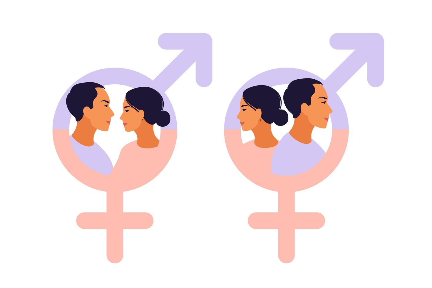 símbolo de homens e mulheres. símbolo de igualdade de gênero. vetor