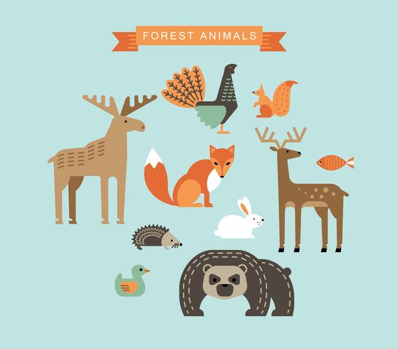 Ilustrações vetoriais de animais da floresta. vetor