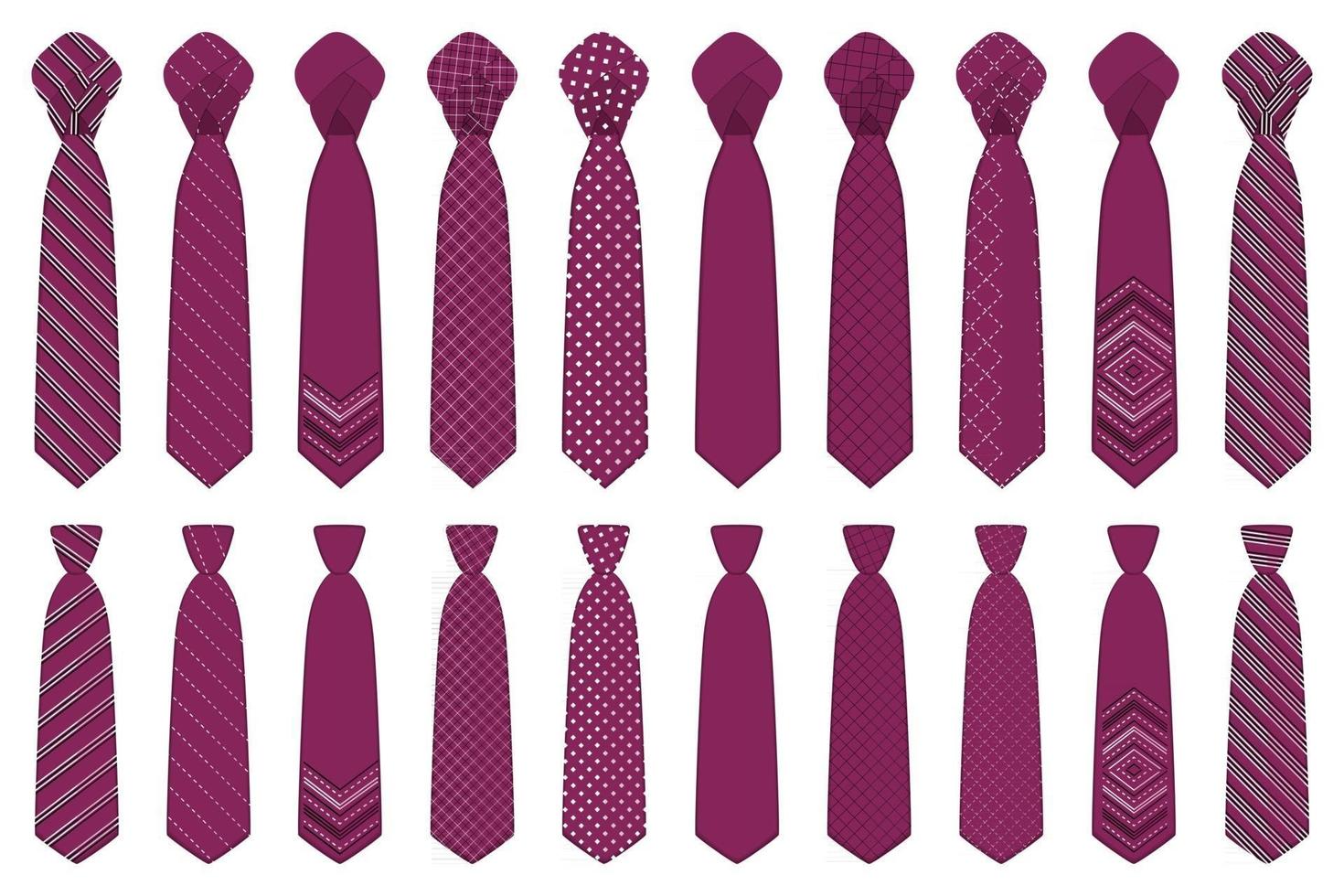 conjunto grande gravatas de diferentes tipos, gravatas de vários tamanhos vetor